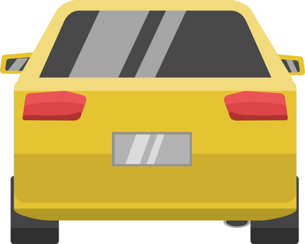back view of yellow car