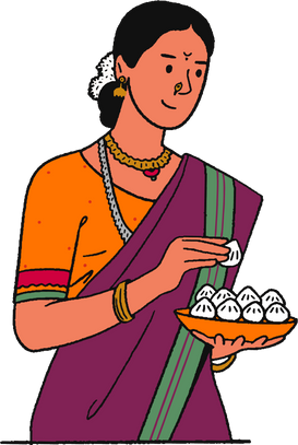 Indian Woman Celebrating Ganesh Chaturthi