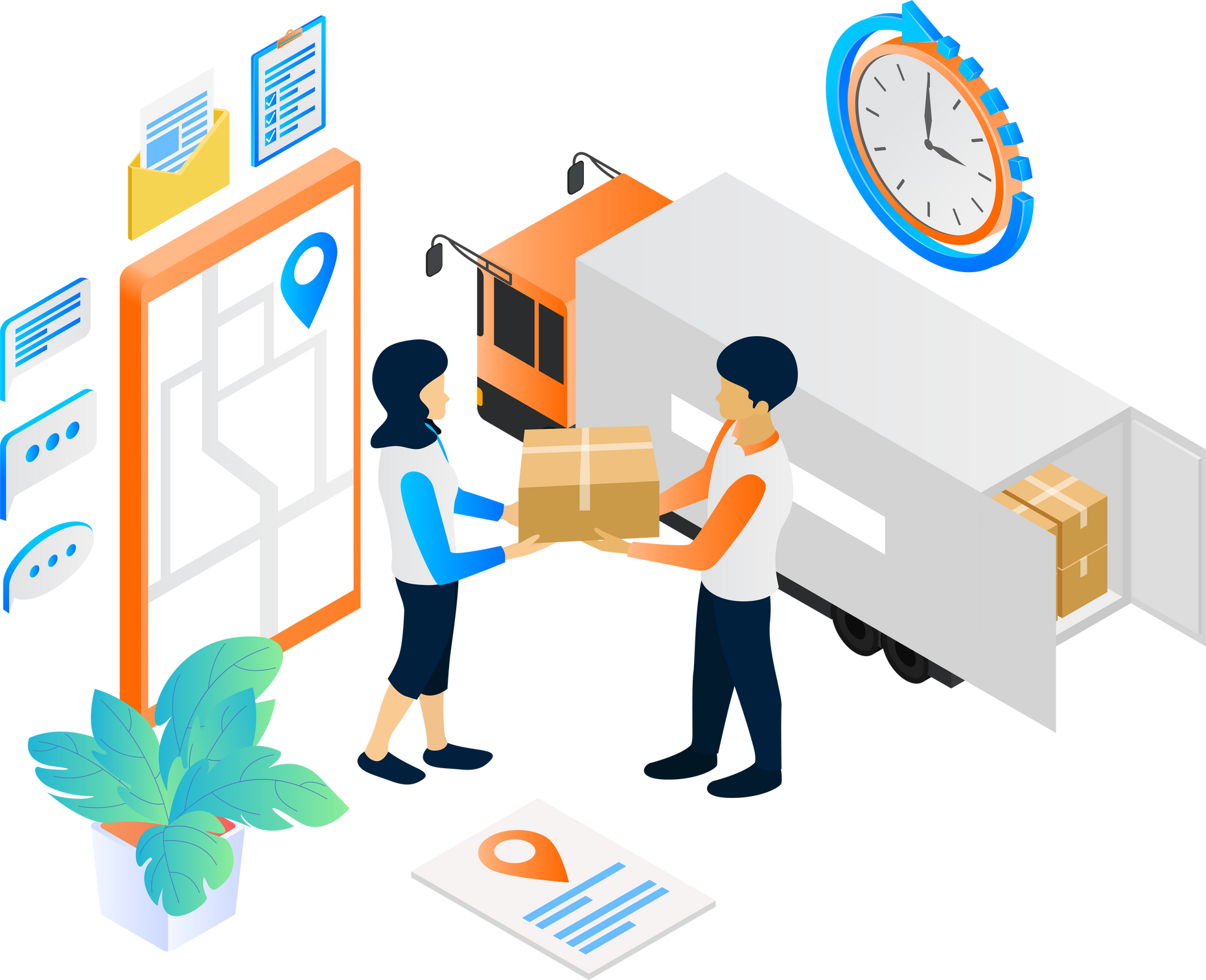 The courier sends the package to the customer